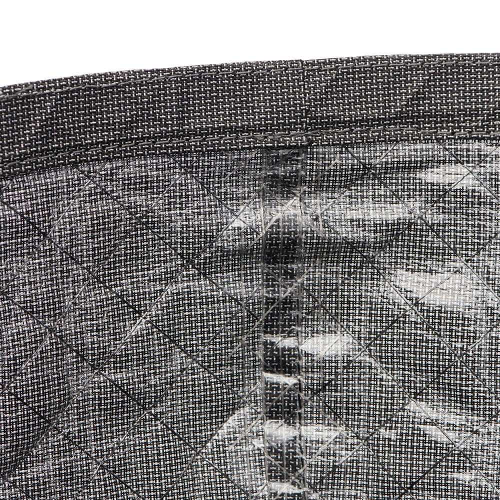 Storm Grey top of bag showing seam sealing