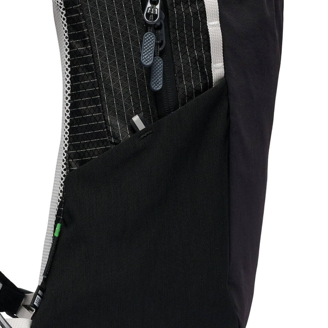 Black, side pocket and zip pull detail