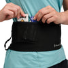 Black, side pocket in use with nutrition