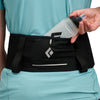 Black, back pocket with soft flask being inserted