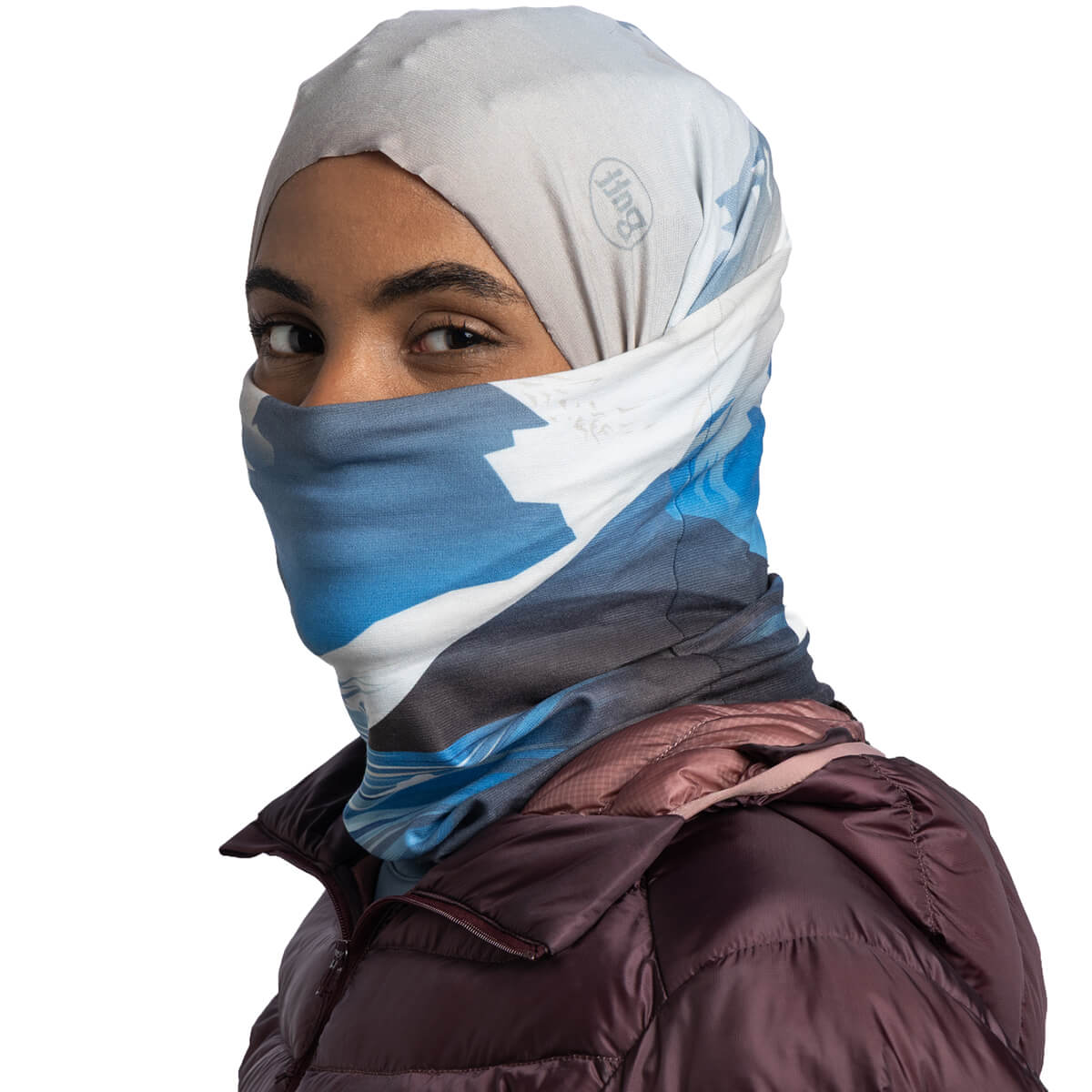 Gem Crystal Grey worn as balaclava