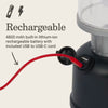 4800mAh built-in lithium-ion rechargeable battery with included USB to USB-C cord