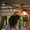 Large bail handle with built-in carabiner for easy carrying and hanging