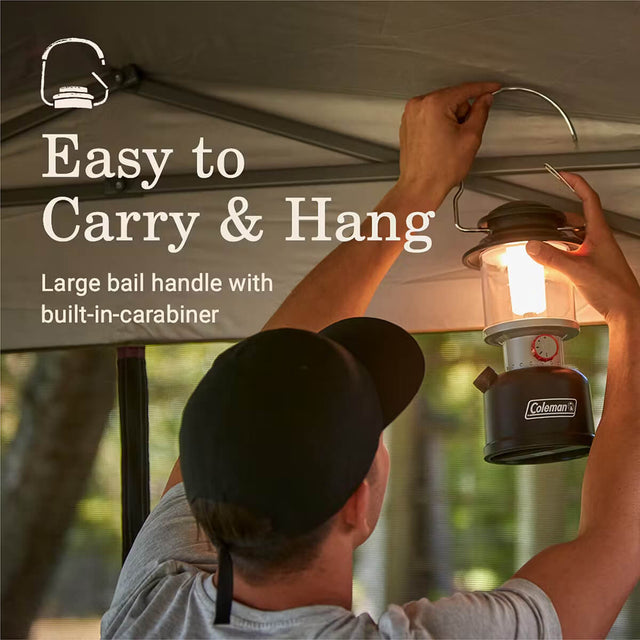 Large bail handle with built-in carabiner for easy carrying and hanging