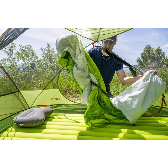 Fog, being used as a sleeping bag stuff sack