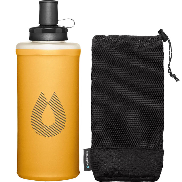 Golden Yellow, bottle beside stretch mesh pouch