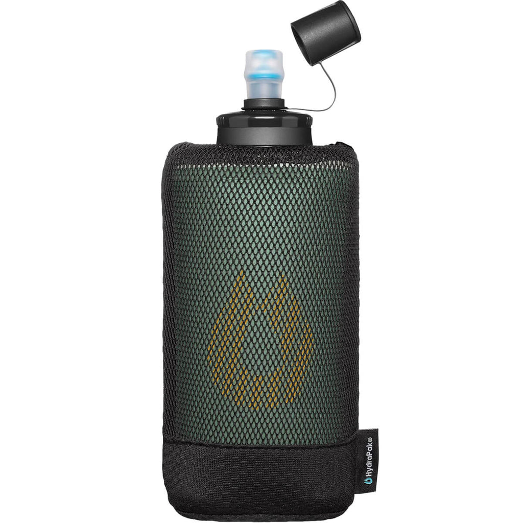 Sage Green, with dust cover open, in stretch mesh pouch