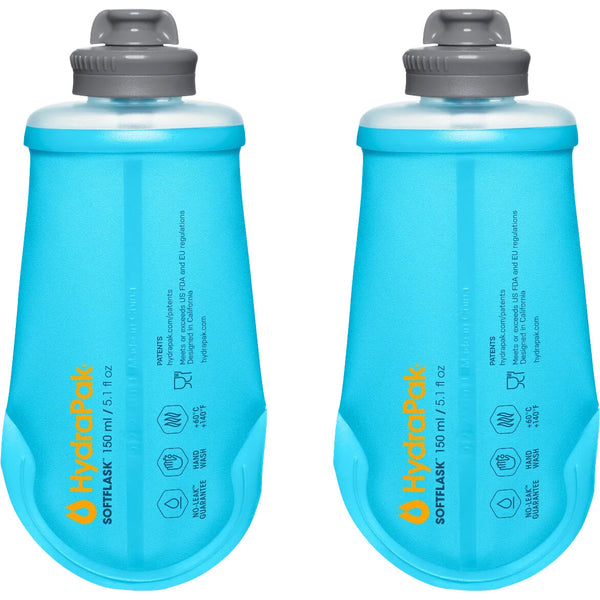 Malibu Blue, back view of both flasks