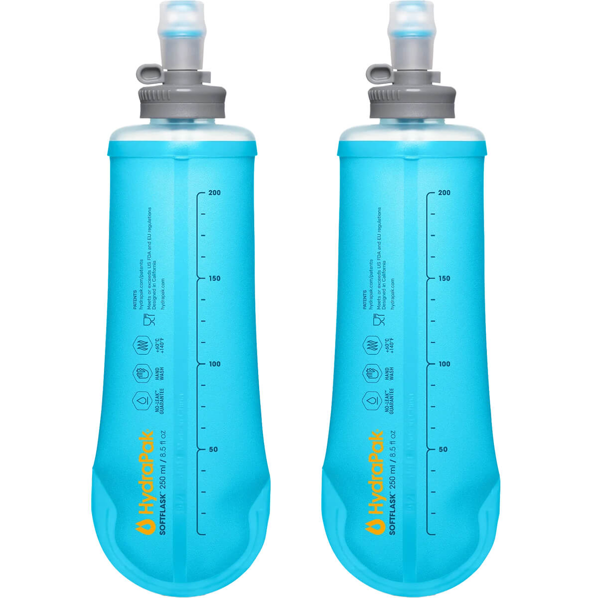 Malibu Blue, back view of both flasks