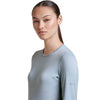 Zinc Blue 3/4 detail showing neckline and logo on left sleeve