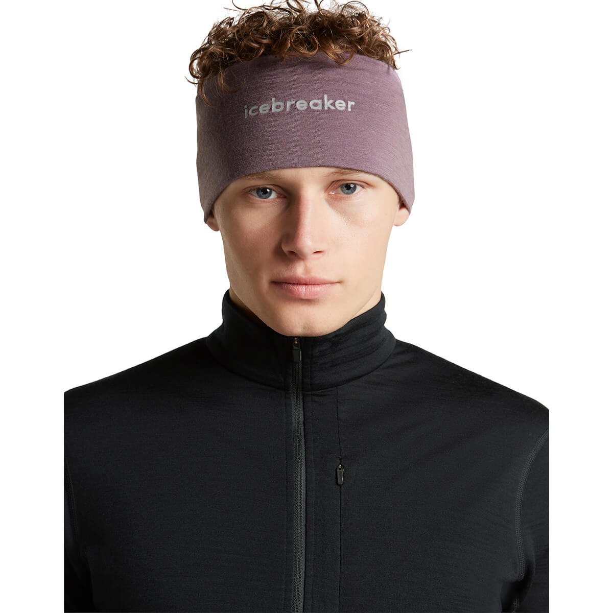 Grey Plum worn by male model, front view