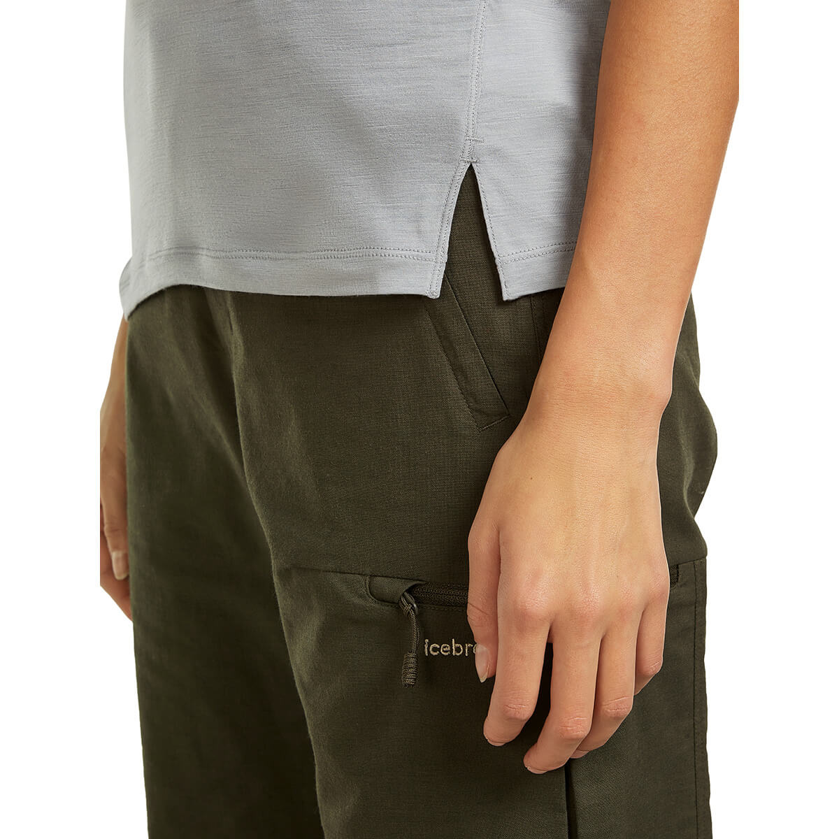 Proto Grey, 3/4 view of split hem