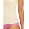 Undyed logo at front left hem