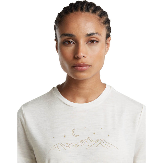 Ecru Heather, graphic and neckline detail