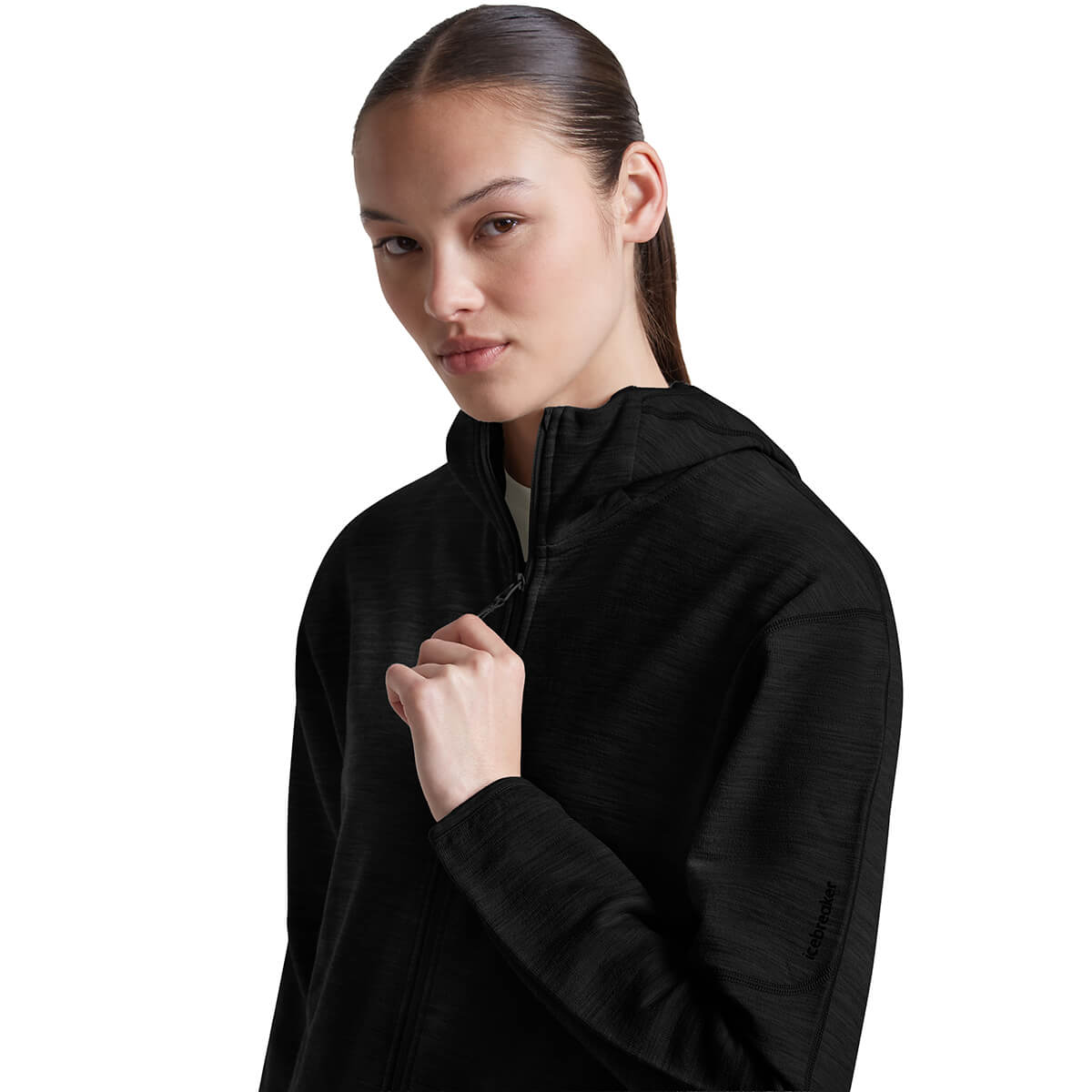 Black, opening zip, 3/4 view