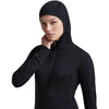 Black, hood up, 3/4 front view
