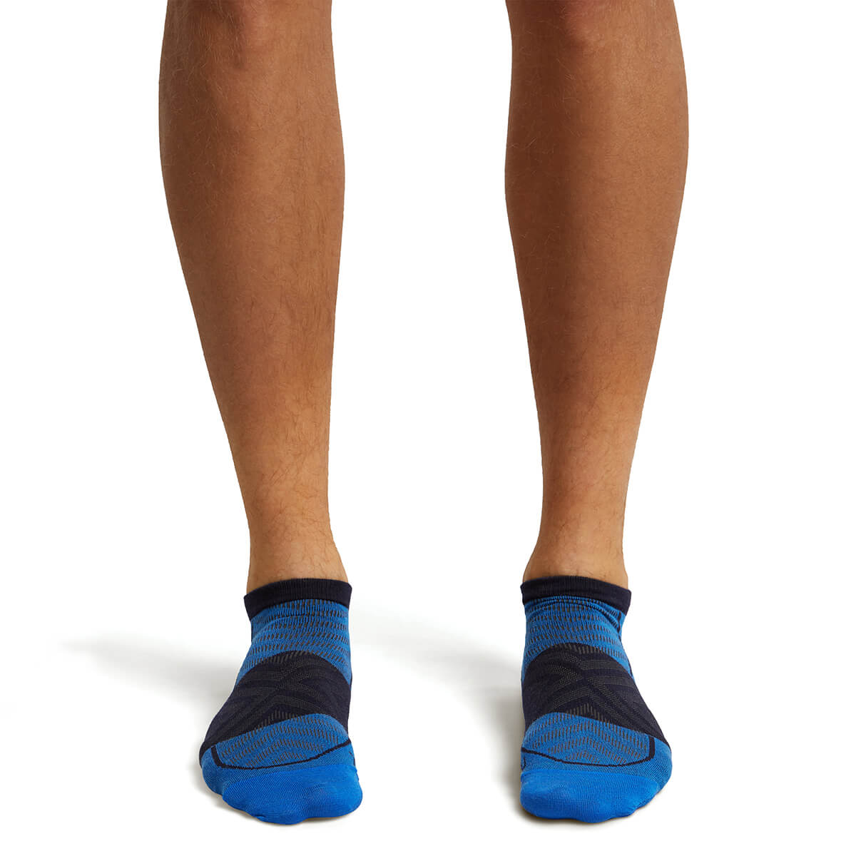 Lazurite/Midnight Navy on model, front view, one trouser leg up, one down