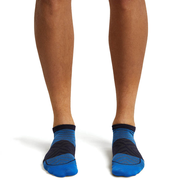 Lazurite/Midnight Navy on model, front view, one trouser leg up, one down