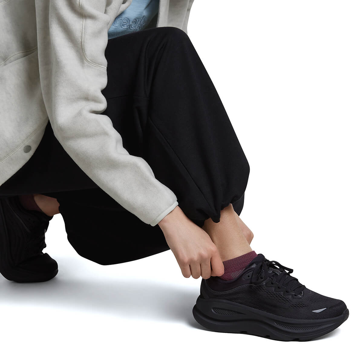 Dk Berry/Midnight Navy/Grey Plum worn with shoes