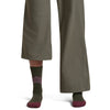 Dk Loden/Dk Berry/Grey Plum on model, front view, one trouser leg up, one down
