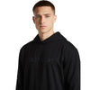 Black, hood down, chest detail, 3/4 view