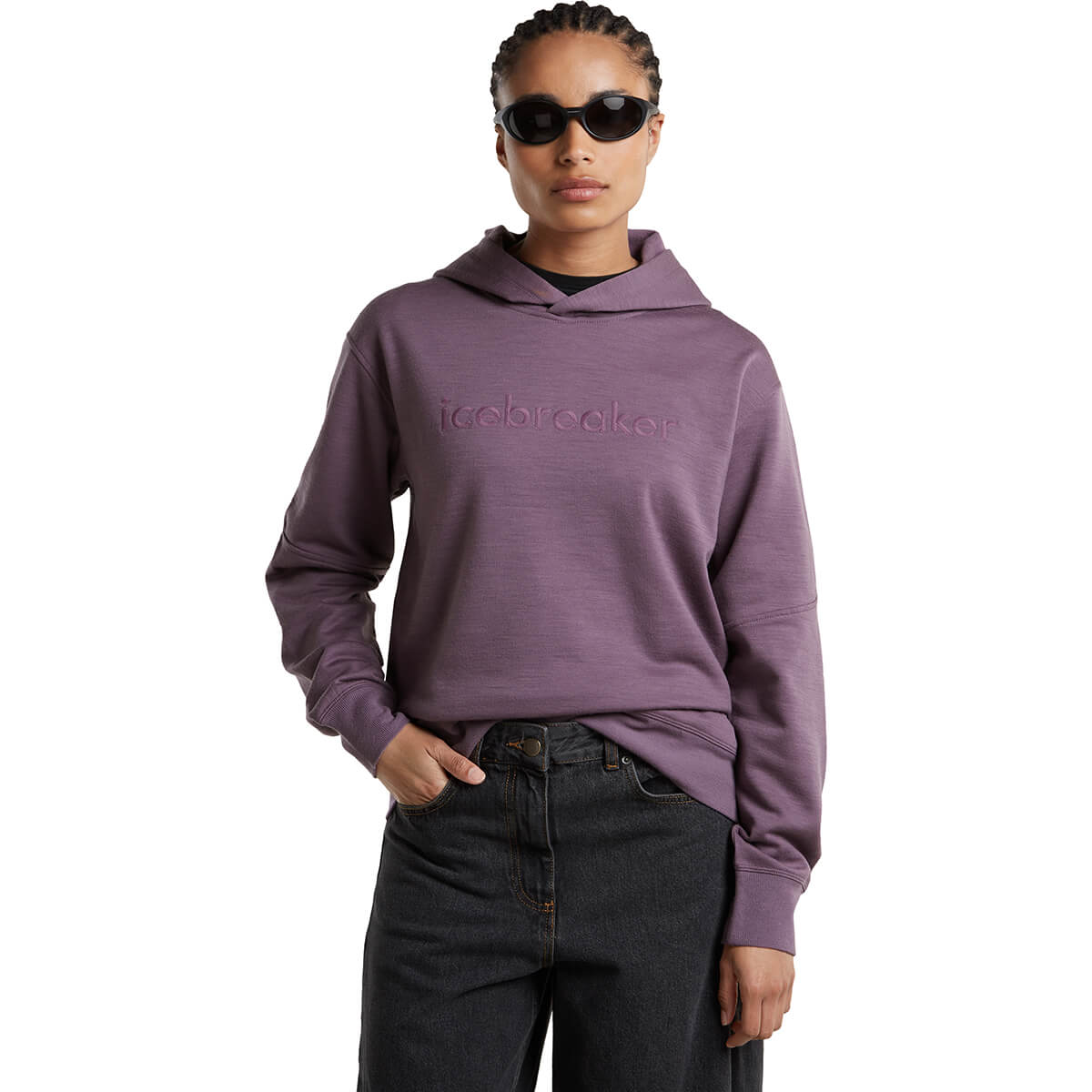 Grey Plum, worn with the front tucked into jeans