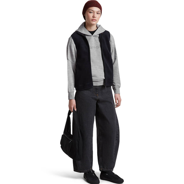 Metro Heather, worn under an open vest