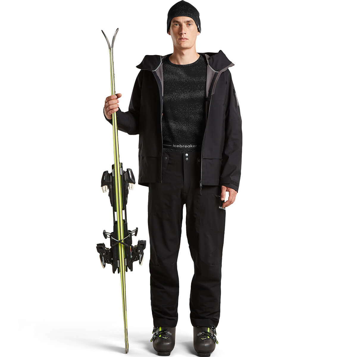 Black/Obsidian worn as part of snow outfit by model, front view