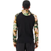 Bush Camo/Black back, on model, hood down