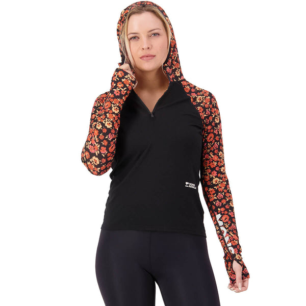 Ditzy Camo/Black on model, hood up