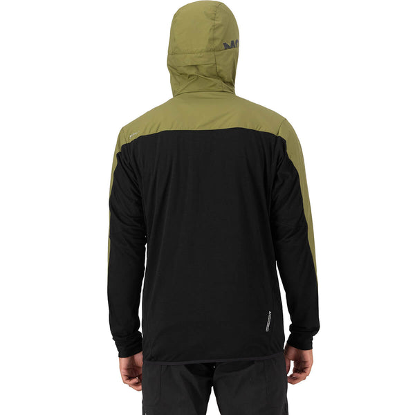 Fern/Black back, on model, hood up