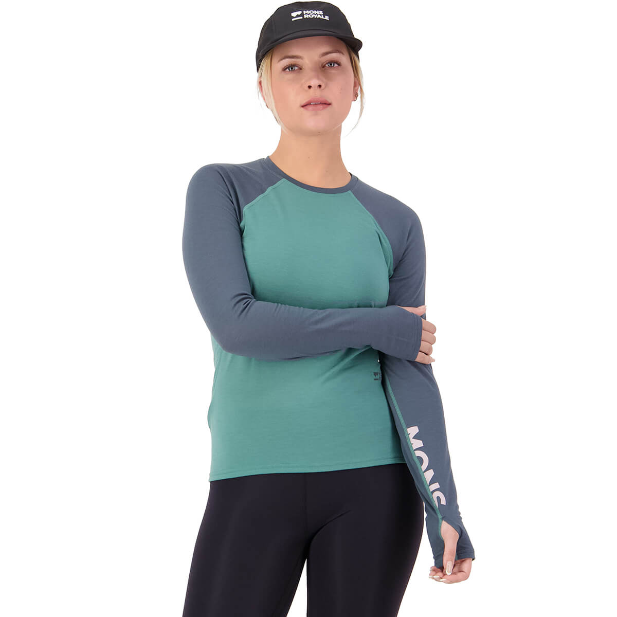 Deep Jade/Dark Cypress showing 'MONS' on inner left arm