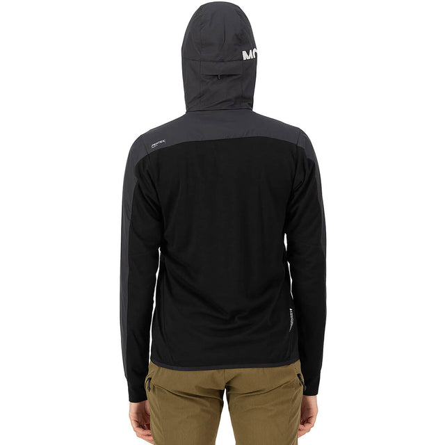 Black back, on model, hood up