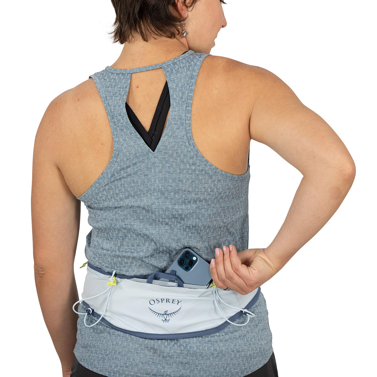 Dawn Blue, back pocket in use
