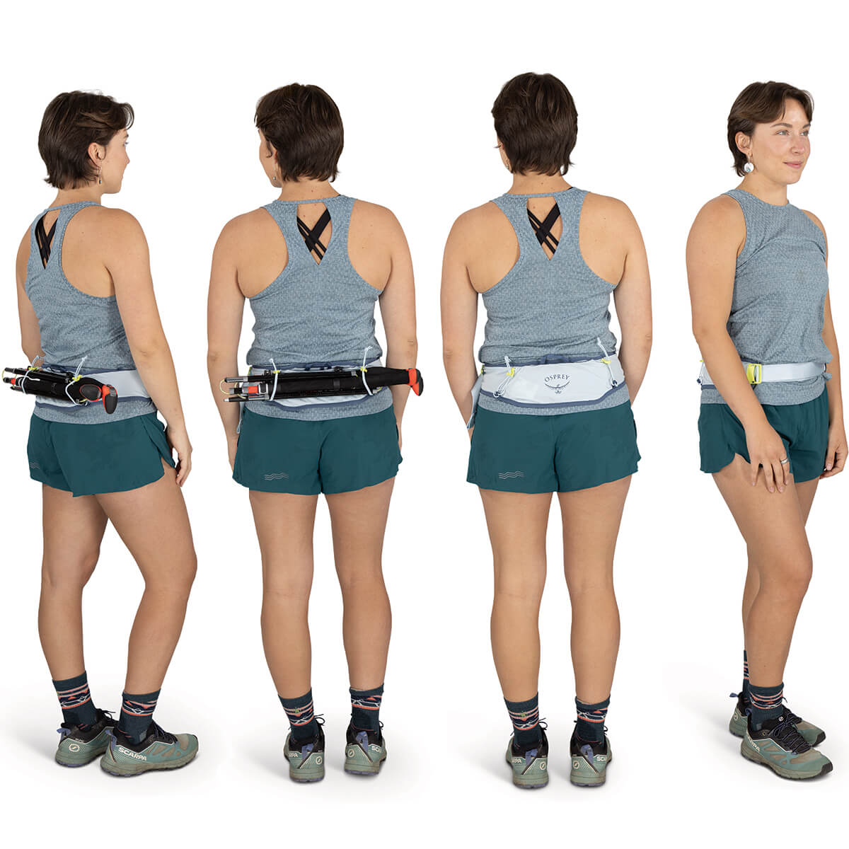 Dawn Blue on female model, various views