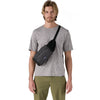 Black carried as a crossbody pack at front by male model