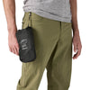 Black, stowed in pocket and carrried from waist
