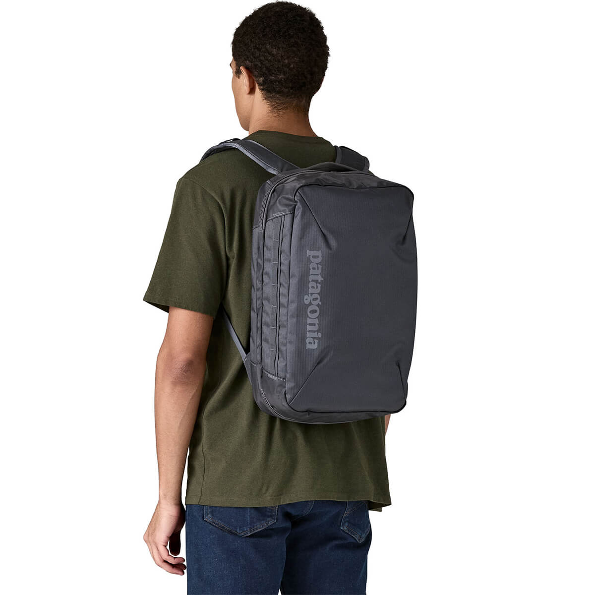 Smolder Blue carried by male model