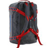 Smolder Blue w/Amanita Red standing up on end backpack style