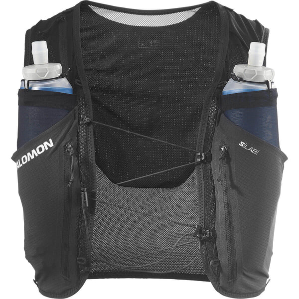 Black harness view with flasks