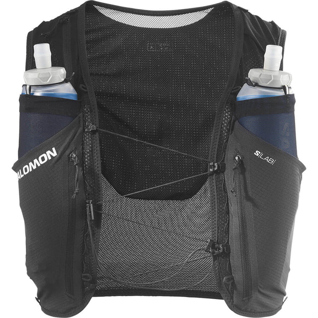 Black harness view with flasks