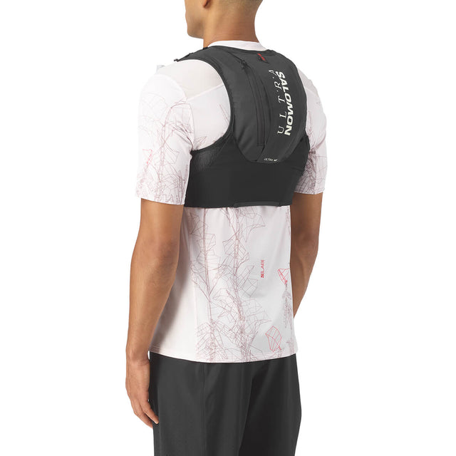 Black worn by model, 3/4 back view