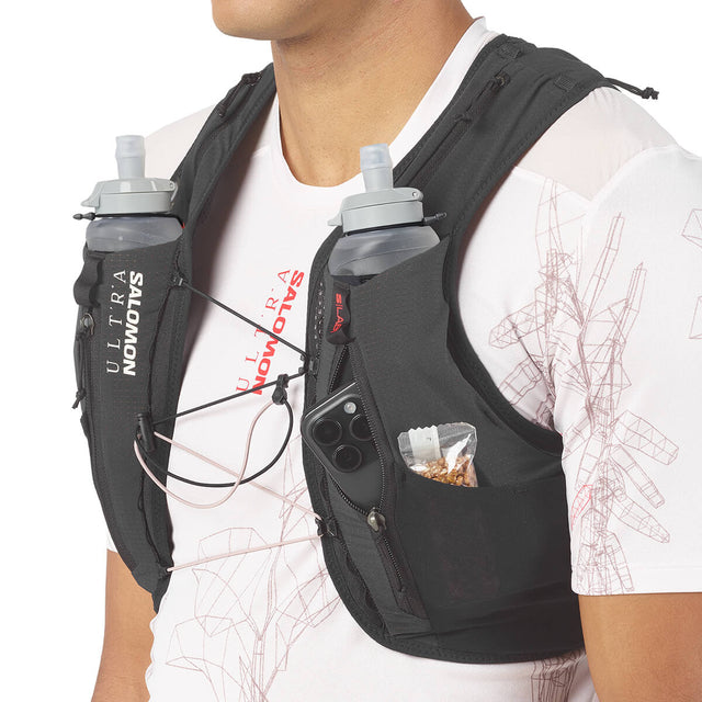 Black, 3/4 view of harness  in use