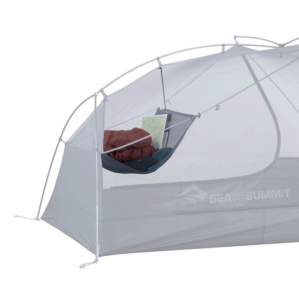 Gear loft shown in tent (from outside with ten itself transparent and grey)