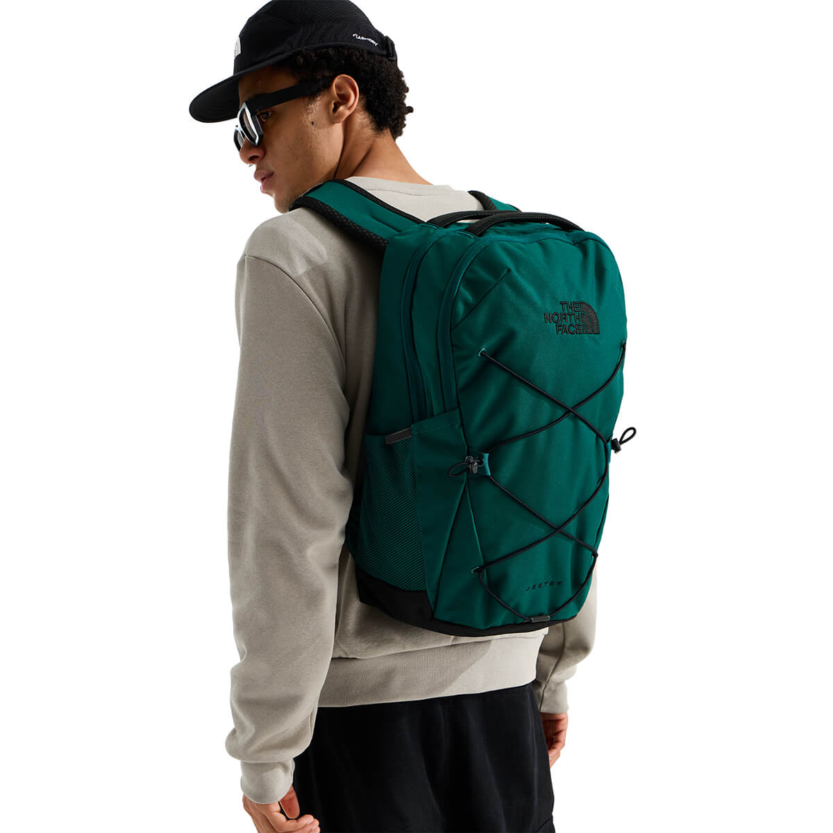 Pacific Teal/TNF Black, worn on back by male model