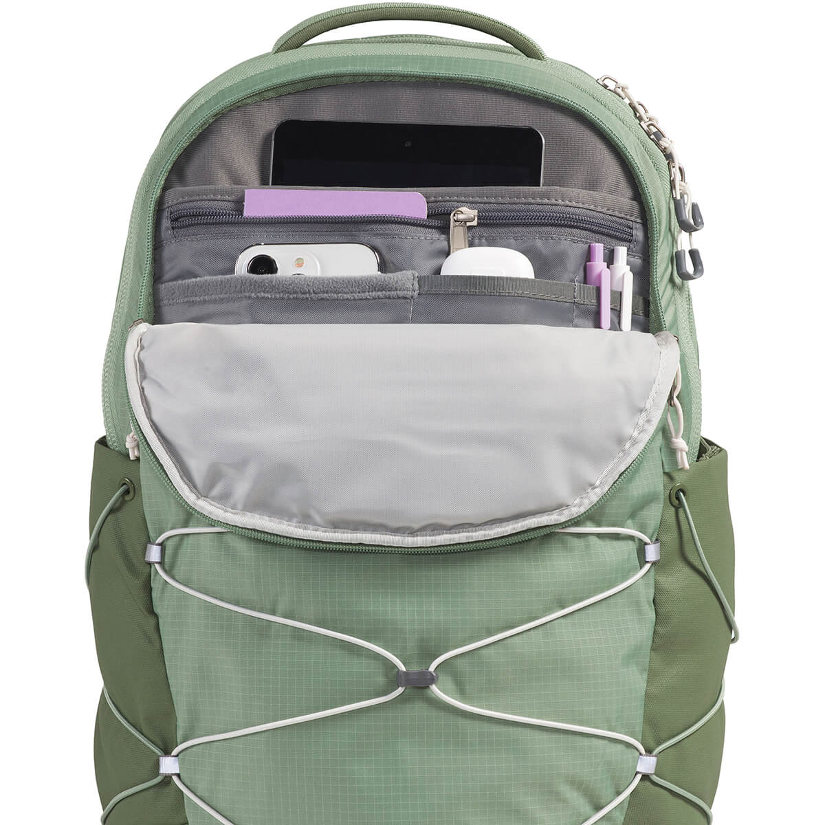 Slate Moss/Bark Mist, front organisation pocket shown in use
