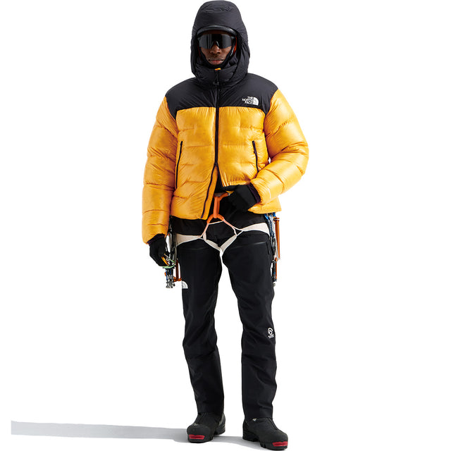 On model with mountaineering gear