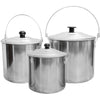 Set of three with lids on and handles up