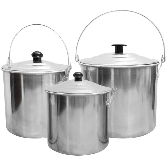 Set of three with lids on and handles up