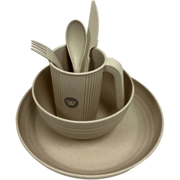 Beige set stacked, 3/4 top view